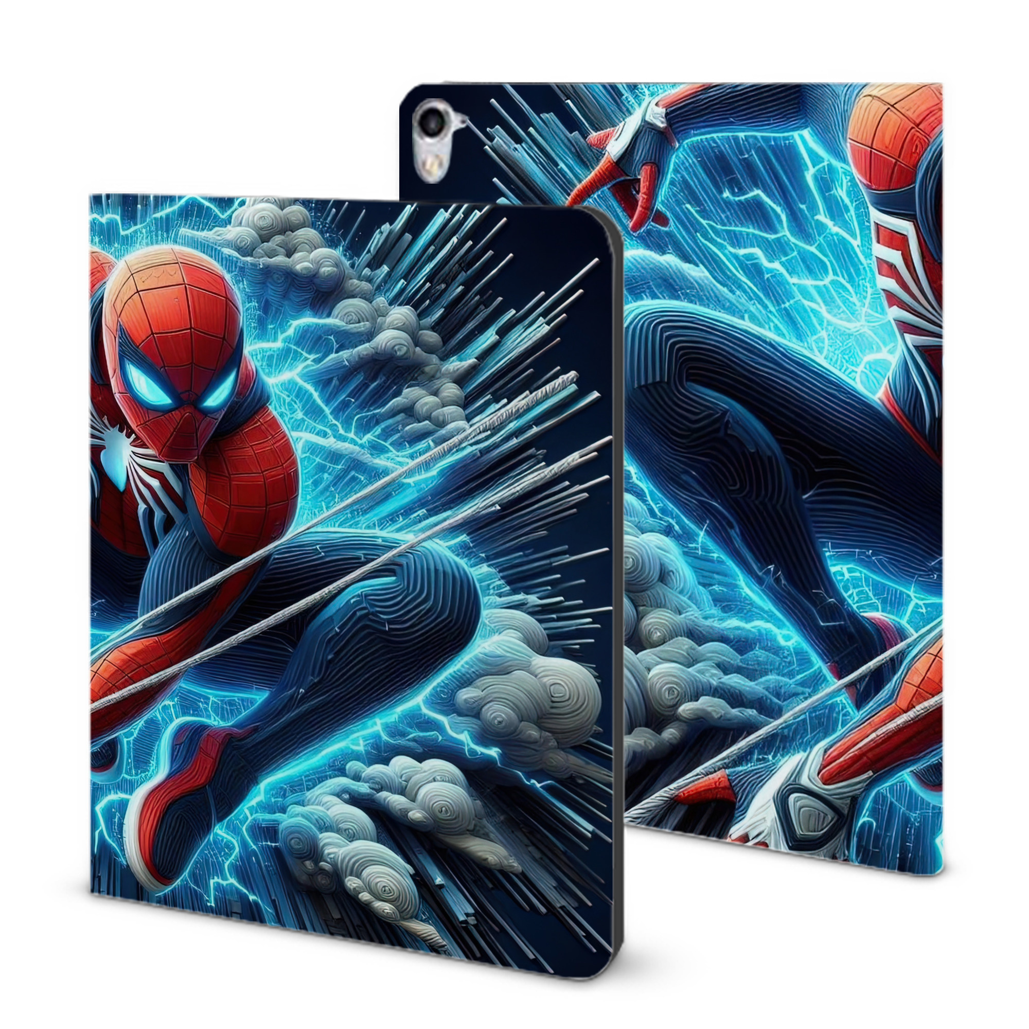 （画像用） Spider Man スパイダーマン IPad ケース ブック型 PUレザー TPU 耐衝撃 軽量 薄型 ペン収納なし 全面保護 IPad 各モデル対応